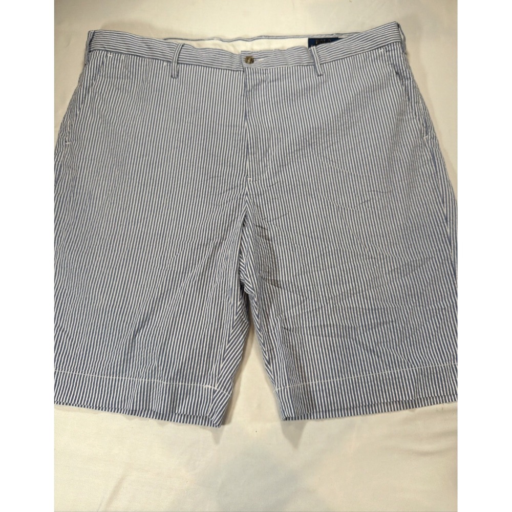 Polo Ralph Lauren Men's 40T Seersucker Blue Stripe Stretch Classic‎ Fit Shorts